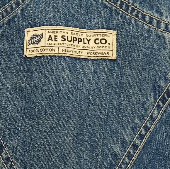 Vintage American Eagle Denim Bib Overalls Womens Size Medium Mens Small - Picture 6 of 14